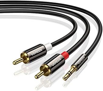 UGREEN Cavo RCA Jack Adattatore 3,5mm a 2RCA Maschio Audio Stereo per Home Theater, Amplificatore, HDTV, Altoparlanti Stereo, Subwoofer ecc, 2 Metri - Nero