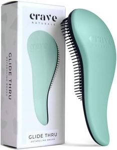 Crave Naturals Glide Thru Detangling Brush - Detangler Brush for Natural, Curly, Straight, Wet and Dry Hair for Adults and Kids - Hair Brush for Little Girls, Toddlers, Teens - 7.5 x 3 in, Turquoise