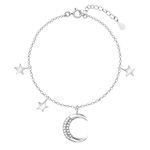 GIVA 925 Silver Moon & Stars Bracelet, Adjustable | Gifts for Women and Girls | With Certificate of Authenticity and 925 Stamp | 6 Months Warranty*