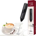 Milk Frother Handheld, Amlink Electric Frothers, Coffee Frother Mini Whisk, Foam Maker, Drink Mixer for Coffee, Milk, Lattes, Cappuccino Cream Matcha (Black)