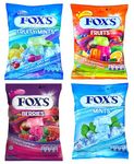 Astonished Retail Fox's Crystal Clear Candy- Mints Candy, Fruits Candy, Berries Candy And Fruity Mints Candy (4 Packs X90G), 360 Gram