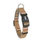 YUDOTE Soft Dog Collar Cloth Wrapped British Style Plaid Collars Non-irritant for Small Dogs with Sensitive Skin, British Khaki