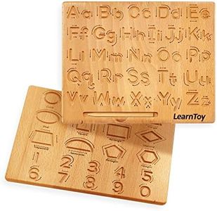 LearnToy Montessori Toys - Double Sided Wooden Letters, Numbers, Shapes Board - ABC Learning for Toddlers - Alphabet Tracing Board - Fine Motor Gift for Preschool 3 4 5 Years Old Kids