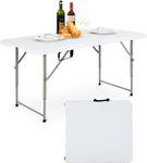 4 FT Folding Table,Portable Plastic Table Outdoor Indoor Picnic Table for Camping Picnic Party BBQ Lightweight Height Adjustable 47"x24"x29"