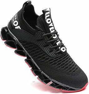 Kapsen Women's Fashion Sneakers Running Shoes Non Slip Tennis Shoes Athletic Walking Blade Gym Sports Shoes, 1012-black/Red, 6 Women/5 Men