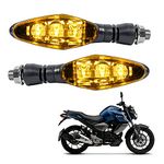 Miwings Universal Motorcycle Bright LED Amber Turn Signal Light Indicator Brake Lamps For Yamaha FZ V3 (2.Pcs Amber Color Indicator)