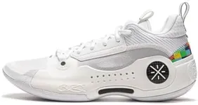 LI-NING Way of Wade 10 Rainbow Men Basketball Shoes Lining Anti-Slip Professional Shock Absorption Sneakers Sports Shoes White Grey US 10.5