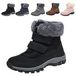 Fadezar Waterproof Walking Boots Womens Winter Snow Boots Warm Fur Lined Ankle Boots Anti-Slip Hiking Outdoor Shoes Black 9 UK (Label Size 42)