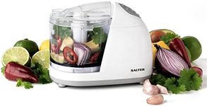 Salter EK2182 Electric Mini Food Chopper – 350ml Food Processor, Oil Drizzle Hole, Easy Food Prep, Dice Fruit/Vegetables/Onions, BPA-Free Dishwasher Safe Bowl, Stainless Steel Blades, One Touch, 150W