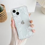 ZTOFERA Case for iPhone 13 and iPhone 14, Transparent Clear Case with Rose Flower Pattern, Ultra Slim Anti-scratch Shockproof Protective Bumper Cover for iPhone 13 / iPhone 14 (6.1") - White