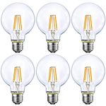 Dimmable LED Globe Light Bulb, G25 LED Vintage Light Bulb, 60W Equivalent, 500Lumens, 2700K Soft White, E26 Base, UL Listed, 6-Pack