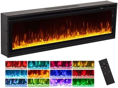 INMOZATA Electric Fire 50 inch/127cm Recessed & Wall Mounted Fireplace for Media Wall, Electric Fireplace with Remote Control, 12 LED Flame Colours, Ajustable Thermostat, 900W&1800W Heater