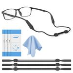 Maitsol Glasses Strap 3 Pcs - No Tail Sunglasses Strap - Adjustable Eyeglasses Strap - Eye Glasses Holder Around Neck, Sports Rope Eyewear Retainer, Glasses Strap for Men Women 14In Black Lanyard Cord