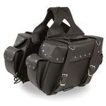 Milwaukee Leather SH574ZB Black Large Zip-Off PVC Throw Over Riveted Motorcycle Saddlebags - One Size