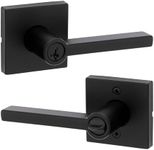 Kwikset Halifax Entry Door Handle with Lock and Key, Secure Keyed Reversible Lever Exterior, for Front Entrance and Bedrooms, Matte Black, Pick Resistant Smartkey Rekey Security and Microban