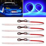Blue Led Strip Lights,24inch 12V Car LED Strip Light IP68 Waterproof Cuttable for Car Motorcycles Boat Golf Cart Truck Cargo Home Decoration with Strong Nano Tape,(4PCS)