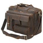 TIDING Full Grain Leather Briefcase For Men 17 Inch Laptop Case Business Travel Office Messenger Shoulder Bag, Dark Brown, Fits 17.3 inch laptop, Business