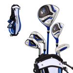 Distinctive Right Handed Junior Golf Club Set for Age 9 to 12 (Height 4'4" to 5') Set Includes: Driver (15"), Hybrid Wood (22*), 2 Irons, Putter, Bonus Stand Bag & 2 Headcovers
