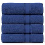 Bath Sheets - 100% Cotton Extra Large Bath Towels, 4 Piece Bath Sheet Set, Zero Twist, Quick Dry, Super Soft Shower Towels, Highly Absorbent Bathroom Towels, Hotel Spa Quality, 35 x 66 inch - Navy