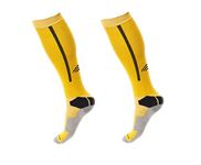 QUADA Compression Socks for Men & Women, Athletic Fit for Running, Nurses, Shin Splints, Flight Travel & Pregnancy - Boost Stamina, Circulation & Recovery (Yellow with Black)