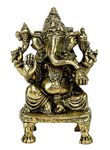 eSplanade 8" Brass Ganesha in Antique Finish | Pooja Puja Ganesh Ganesha Ganpati Ganapati Murti Idol (5.75" Ganesh)