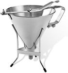 Confectionery Funnel With Stand and Three Nozzles - Stainless Steel Commercial Grade Cake Decorating Tool - Precise Dispensing and Filling - By O’Creme