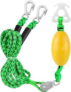 Arnés de remolque resistente para deportes acuáticos con anillos en D, arnés de remolque para barco para remolcar, esquí acuático, wakeboard (verde balck (13 pies = 6 pies + 6 pulgadas + 1 pie)