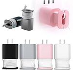 4PCS 2 in 1 Silicone Charger Protector, 20w/18w Data Cable Winder Anti-Break Protection Cable Storage, Suitable for 11/12 Charger Cable Protector(Pink, Black, Gray, White)