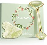 Jade Roller, Answaily Jade Stone & Gua Sha Massage Kit, Face Roller for Eye Puffiness Treatment, Skin Tightening, Rejuvenate Face & Neck