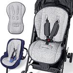 Orzbow Universal Baby Pushchair Seat Liners,Warm Pram Liner with Extra Padding,Soft Stroller Cushion Pad with Air Mesh,75x46cm,Fits Most Baby Strollers,Car Seats and High Chairs etc. (Grey)