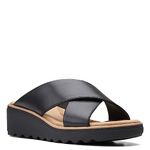 Clarks womens Jillian Gem Wedge Sandal, Black Leather, 8 US