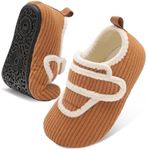 LeIsfIt Slippers for Toddler Boys Girls Warm House Shoes Cozy Kids House Slippers Soft Slip on Bedroom Slipper Shoe,s Brown 3.5-4.5 Infant