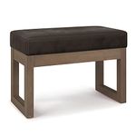 Simpli Home AXCOT-252S-DBR Milltown 26 inch Wide Contemporary Rectangle Footstool Ottoman Bench in Distressed Dark Brown Faux Air Leather