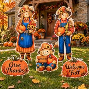 Fall Outdoor Decor Scarecrow Pumpkin Yard Stakes Thanksgiving Decorationsns
