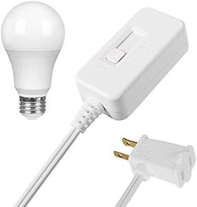 DEWENWILS Plug in Dimmer with Dimmable LED Light Bulb, Lamp Dimmer Switch Set, Compatible with Dimmable LED, Incandescent Light Bulbs, Full Range Slide Control, 6.6 ft Extension Cord, UL Listed