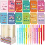 RUIYELE 48 Pcs EmployeeAppreciation Gift- 24pcs Bulk Inspirational Motivational Quotes Ballpoint Pens with 24Pcs Encouraging Pocket Notebooks for Coworker Staff Teacher Volunteer Nurse