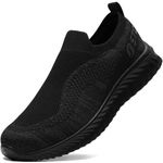 STQ Trainers Womens Slip on Wakling Shoes Breathable Comfortable Nurse Works Shoes Causal Sneakers All Black 5 UK