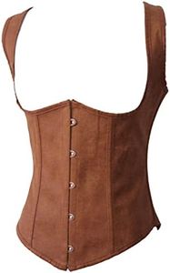 Alivila.Y Fashion Corset Women's Faux Leather Steampunk Steel Boned Corset 2672A-Brown-S