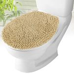 MAYSHINE Plush Shaggy Standard Toilet Seat Lid Cover (Beige) | Fuzzy Chenille Microfiber, Fluffy Soft Absorbent - Machine Washable Cushion | No More Cold or Wet Seats