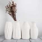 Set of 4 Small White Ceramic Vases Table Flower Vase Modern Decorative Vase for Pampas Grass, Small Vase for Home Living Room Dining Table Farmhouse Office Decor