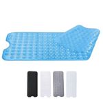 Bath Mat Non Slip with Anti Mold & Powerful Suction Quality - Extra Long 100 x 40 CM - Blue Machine Washable Non Slip Bath Mat for Inside Bath - Ideal for Elderly & Children's Bath Tubs - Zuvo