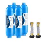 4 Packs Bringpure RV Inline KDF Water Filter with Flexible Hose Protector, NSF Certiified, Reduces Chlorine, Odor, Lead, Fluoride and Bad Taste, Compatible with Camco 40013, 40041, 40043