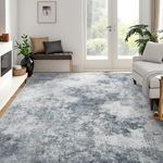 Area Rug 6x9, Deerly Modern Abstract Area Rug, Rugs for Living Room, Dining Room Rug, Washable Rug 6x9, Large Bedroom Rug with Non Slip Rubber Backing for Living Dining Room Office, Blue/Grey