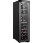 NutriChef Wine Fridge - 27 Bottle Wine Cooler Refrigerator, Red and White Wine Chiller, Dual Zone Digital Temp. Control, Airtight Glass Door- Black