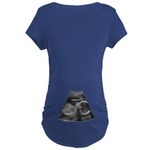 CafePress Sonogram Maternity T Shirt Cotton Maternity T-Shirt, Side Ruched Scoop Neck Navy