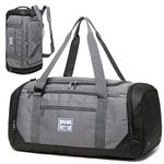 Travel Duffle Bag for Men 40L Sports Gym Bag with Wet Pocket & Shoes Compartment Weekender Overnight Backpack for Traveling Duffel Bag Backpack for Women, Gray