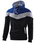 Mooncolour Mens Novelty Color Block Hoodies Cozy Sport Autumn Outwear Dark Blue