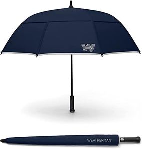 Weatherman Umbrella - Stick Umbrella - Windproof Umbrella Resists Up to 55 MPH Winds (Navy Blue)