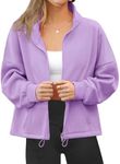 Zeagoo Womens Fleece Jacket Zip Up Hoodie Lightweigh Casual Sweatshirts Fall Winter Coat Purple XL