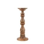 Mud Pie Beaded Wood Candlestick, Brown (Small)